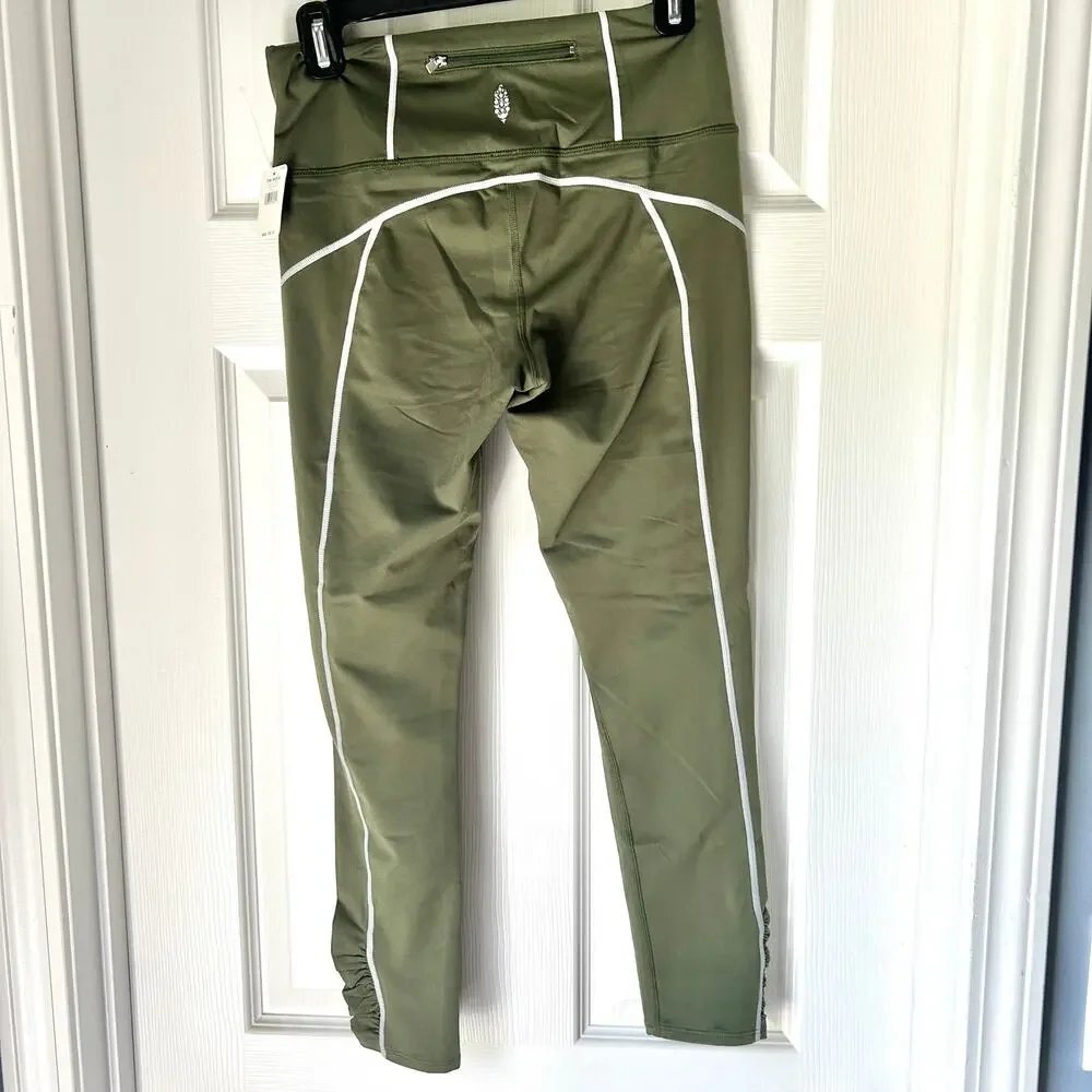 Free People Movement You're a Peach Leggings Moss Green Medium NWT
